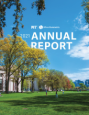 MIT Office of Sustainability Annual report over blue sky image of killian court