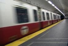 subway train arriving at station